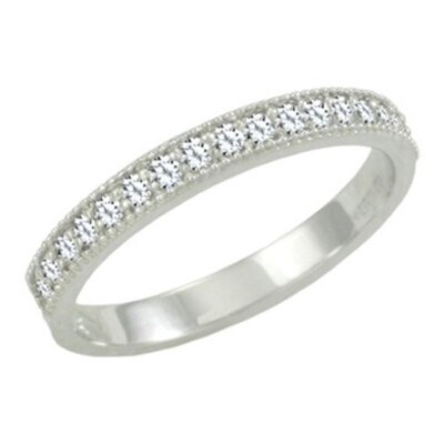 DIAMOND ANTIQUE BAND W MILGRAIN EDGE 14K -WHITEGOLD