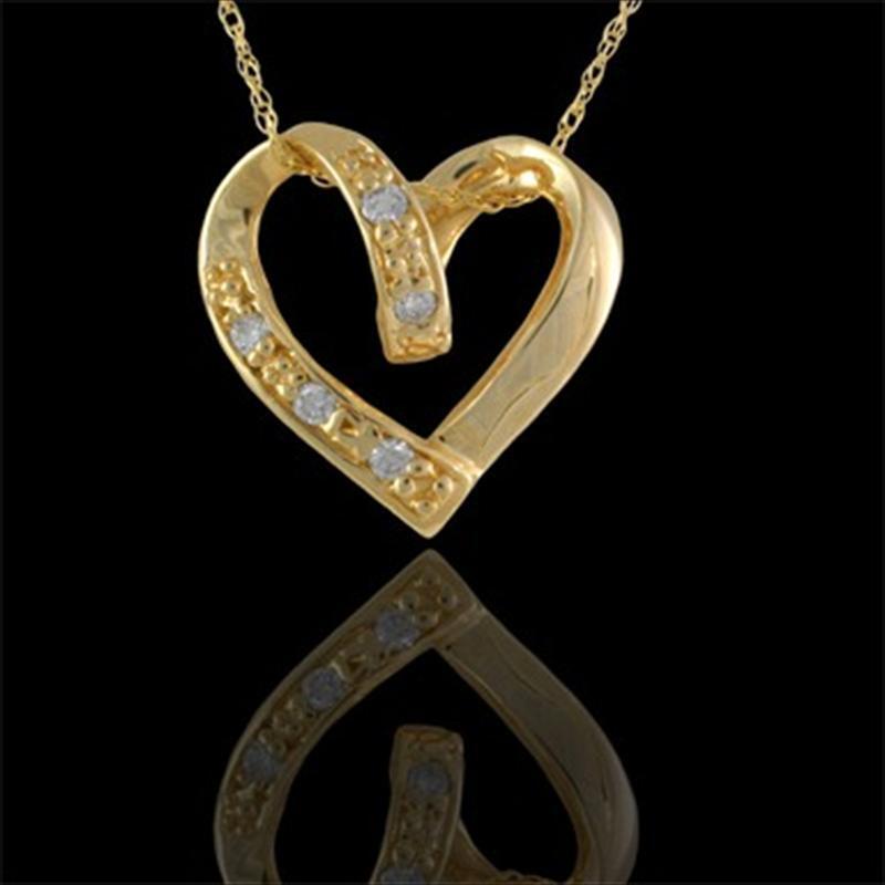 Diamond Pave Heart Pendant - (Yellow Gold) image