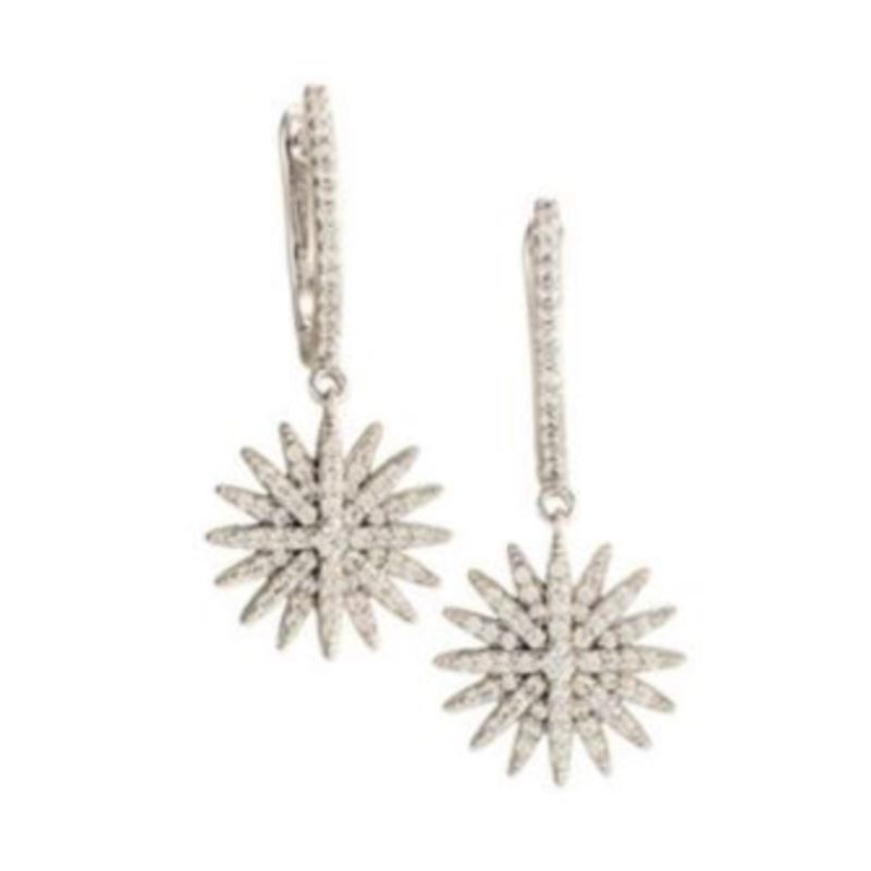 Gallaxy Hoop Dangle Earrings in Sterling Silver with .90 ct tw Cubic Zirconia image