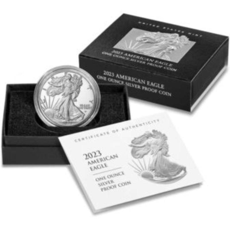 Set Of 6 Coins, US Treasury American Eagle Proof One Ounce Silver Coin, Current Dates image