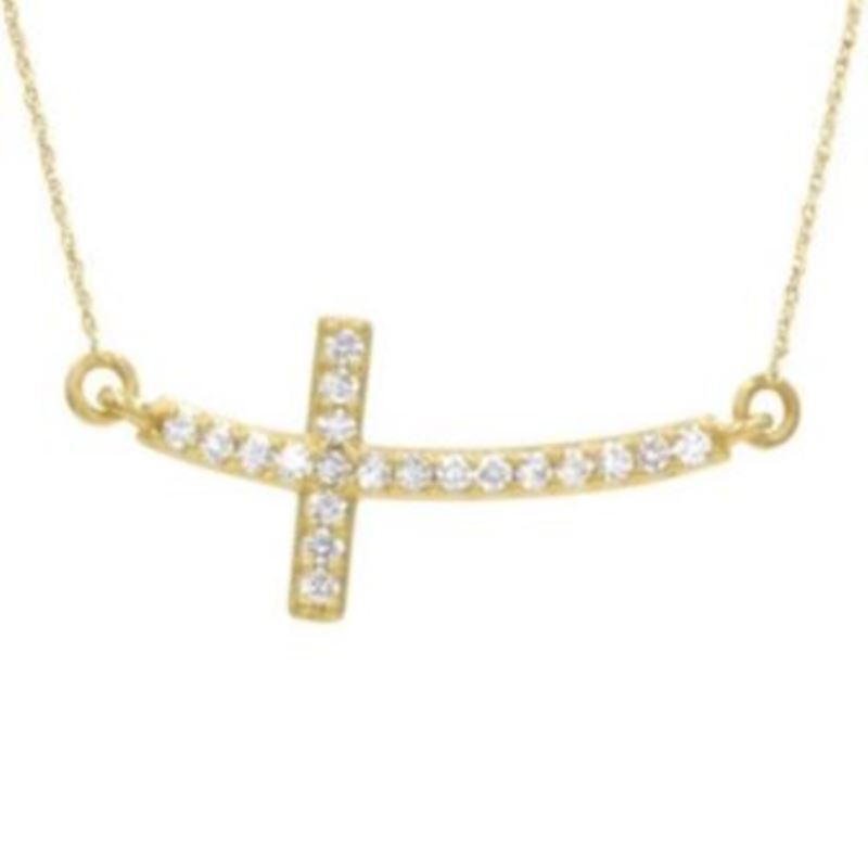 Sideways Curve Cross Necklace image