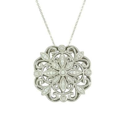Silver Antique Retro Flower Necklace