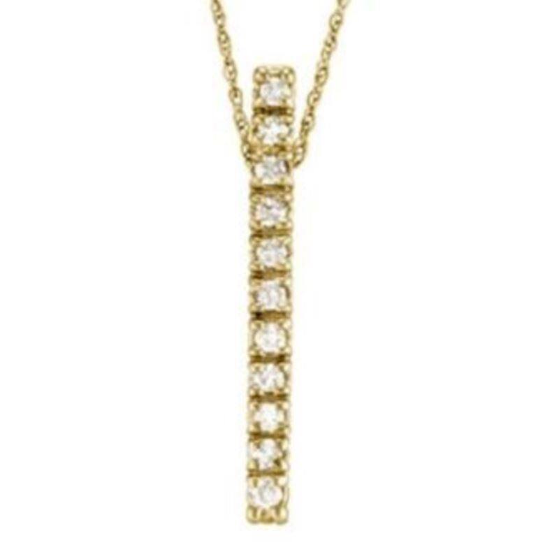 Stylish Vertical Bar Pendant 14K Necklace - (Yellow Gold) image