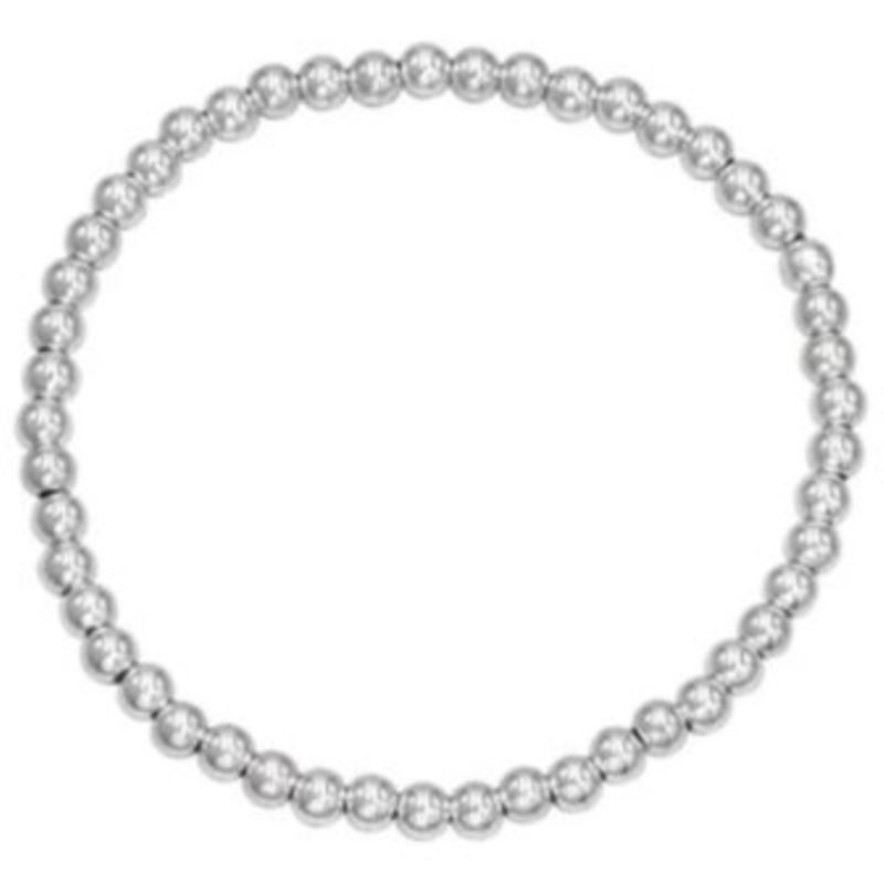 Stretch Silver Ball Bracelet with 4mm Round Silver Beads image