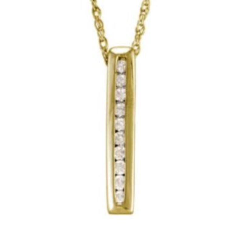 Sytlish Mini Vertical Bar Pendant Necklace - (Yellow Gold) image