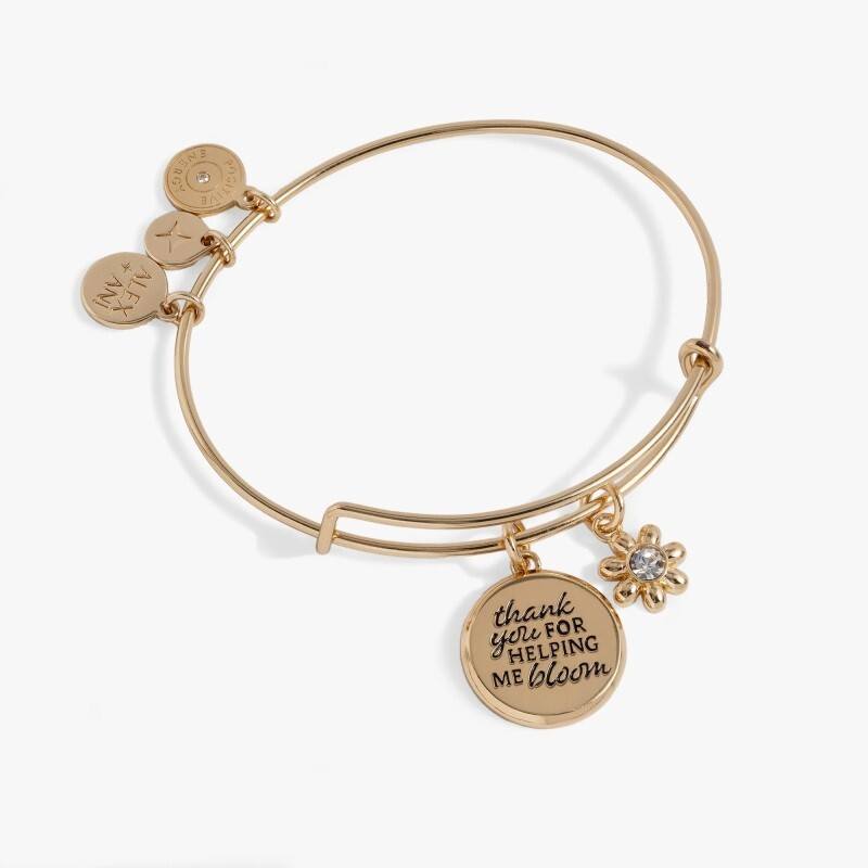 Thank You for Helping Me Bloom Charm Bangle - Shiny Gold image