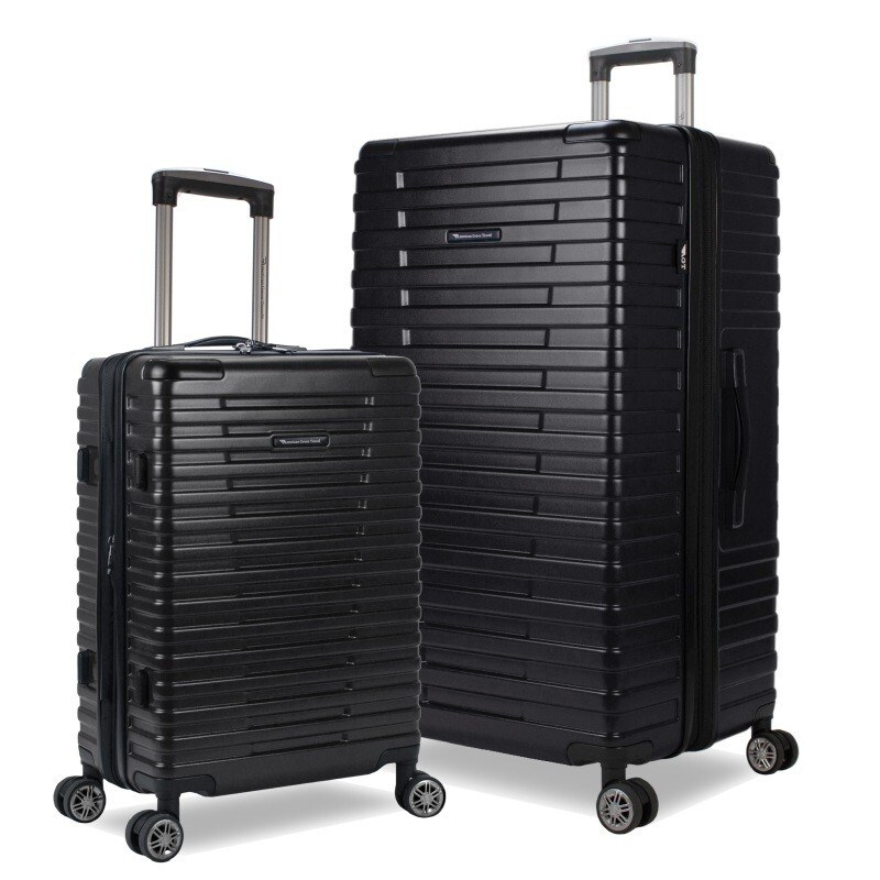 Travel Titan 2-Piece Set Double Wheel Spinner Trunk Luggage Black image
