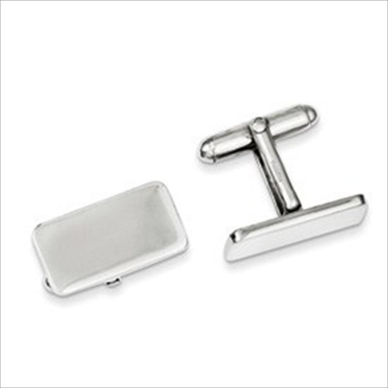 Gents Sterling Silver Rectangular Style Cuff Links image