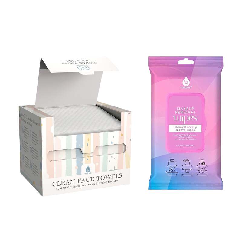 Pursonic Fresh & Clean Skincare Bundle: Clean Facial Towels + Makeup Removal Wipes image