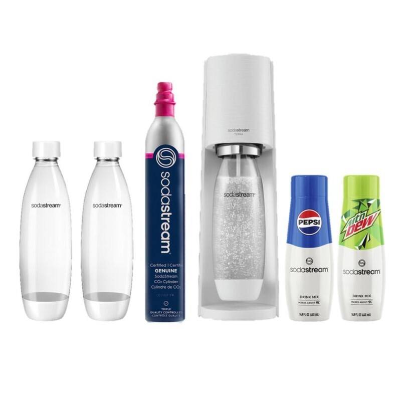 Terra Bundle Kit With The Terra machine 1 CO2 2 Carbonation Bottles And 2 Syrups - White image