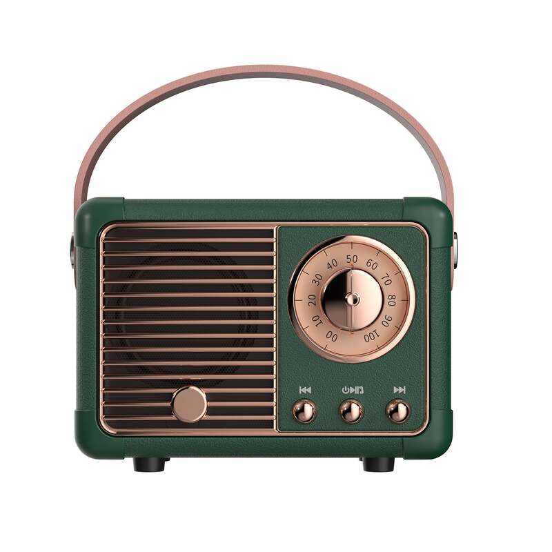 Mini Portable Vintage Bluetooth Speaker with FM Radio - Green image