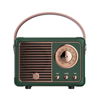 Mini Portable Vintage Bluetooth Speaker with FM Radio - Green