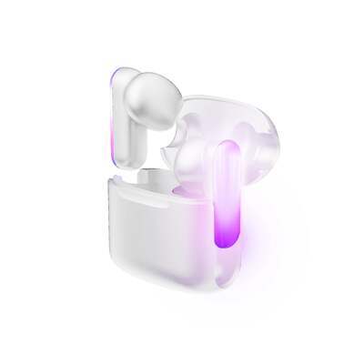 Neon Light TWS Wireless Earbuds with Noise Reduction - White