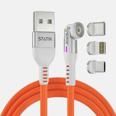 Statik® 360 | Universal Magnetic Charge Cable - 6.6ft (2 meters) / Blaze Orange image