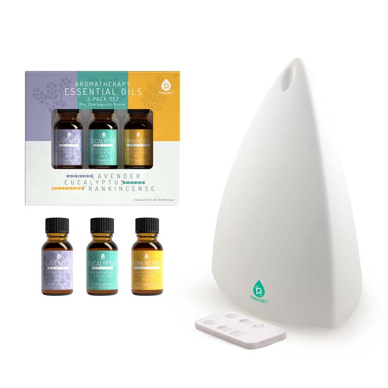 Pursonic Aromatherapy Diffuser & Essential Oil Set -Ultrasonic Top 3 Oils image