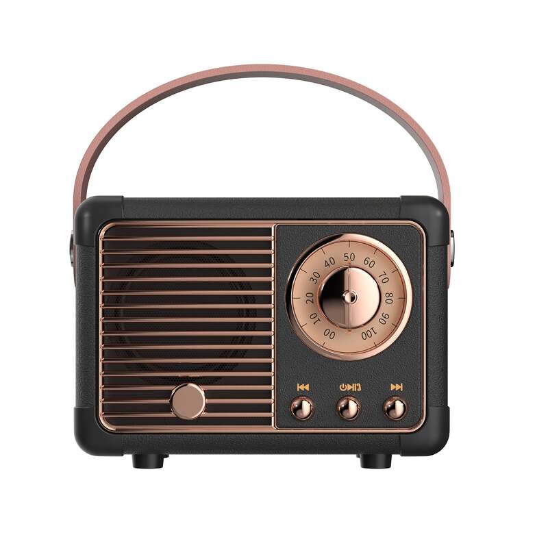 Mini Portable Vintage Bluetooth Speaker with FM Radio - Black image