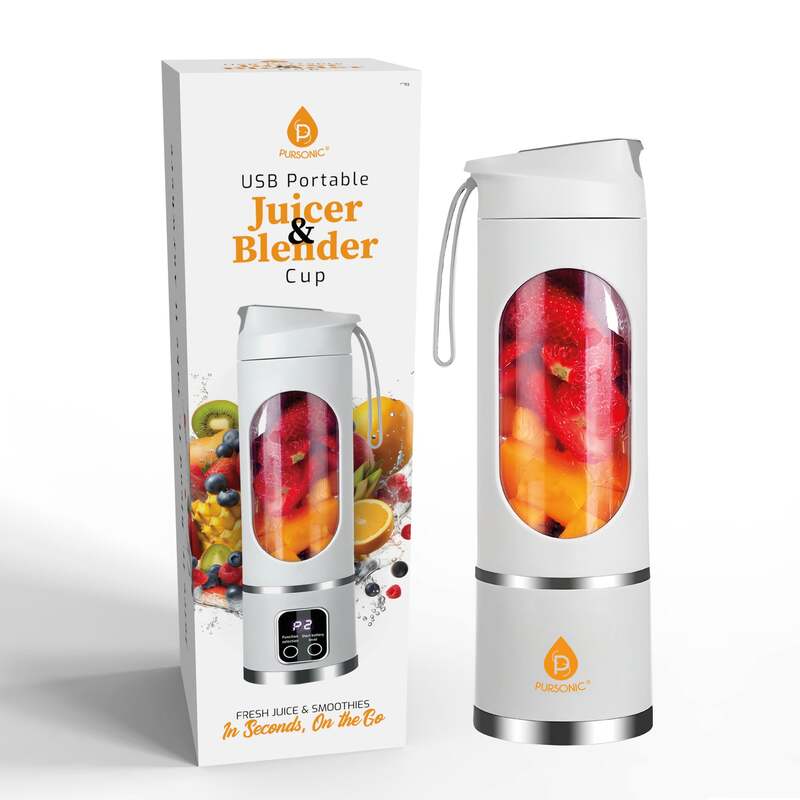 Pursonic USB Portable Juicer & Blender Cup – On-the-Go 12-Blade Smoothie Maker with 3-Speed Motor & USB-C Fast Charging image