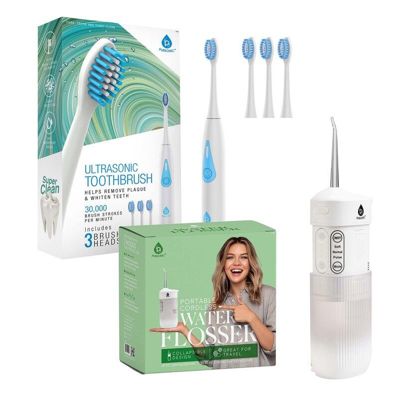 Ultimate Smile Care Duo: Triple-Head Tooth Wizard & Travel-Ready Water Flosser image