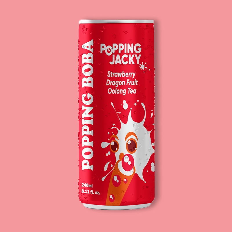 Popping Boba Drink - Strawberry Dragon Fruit Oolong Tea 8.11 fl oz image