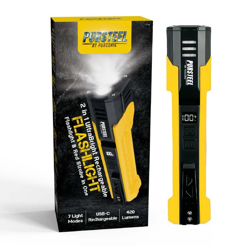 Pursonic – 2-in-1 UltraBright Rechargeable Flashlight & Red Strobe image