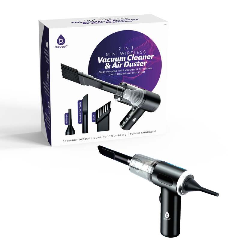 2-in-1 Mini Wireless Vacuum Cleaner & Air Duster – Powerful, Portable & Rechargeable image