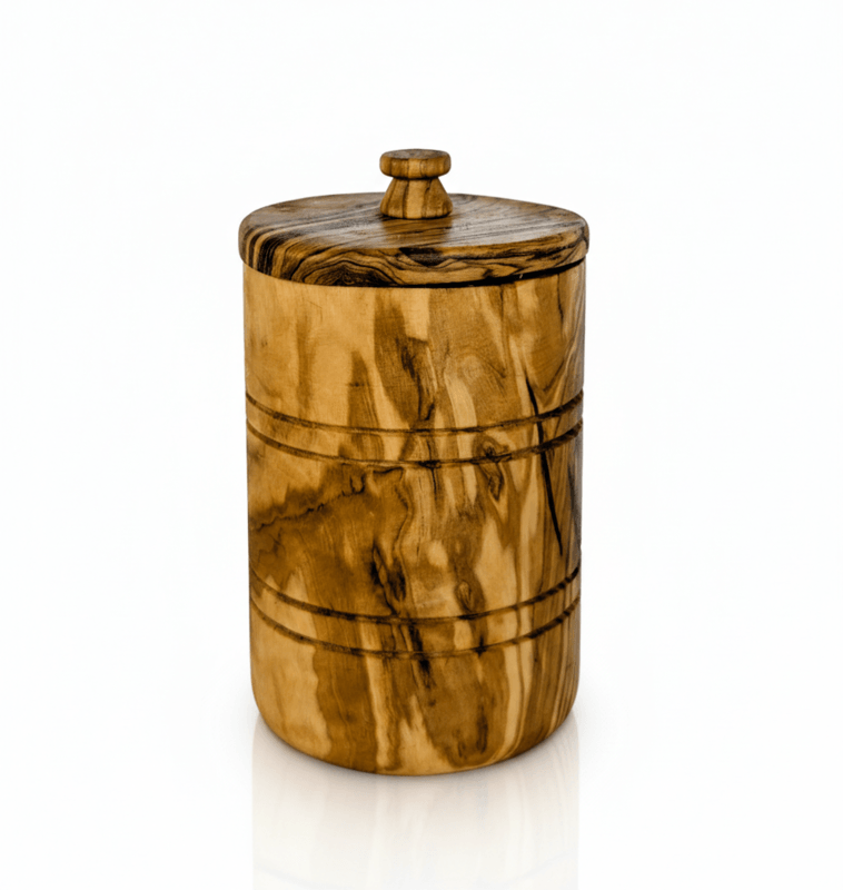 Mediterranean Olive Wood Salt Keeper with Lid image