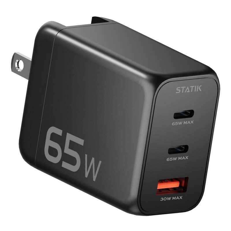65W GaN Power Adapter | 3 Ports Wall Charger | Universal & Compact image