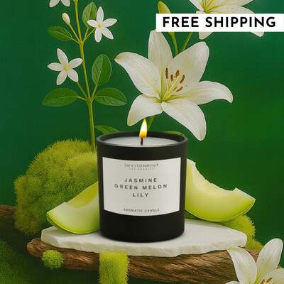 8oz Jasmine | Green Melon | Lily Candle with Lid and Box (Inspired by The Wynn Hotel®) image