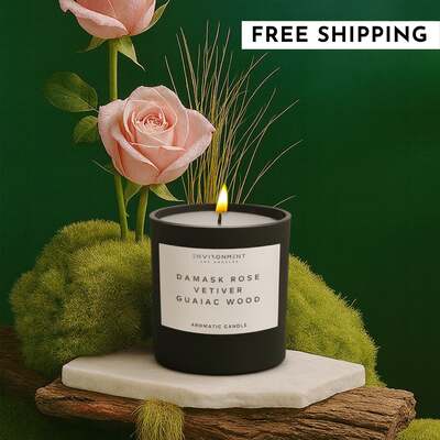 8oz Damask Rose | Vetiver | Guaiac Wood Candle with Lid and Box (Inspired by Le Labo Rose 31® and Fairmont Hotel®) image