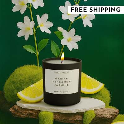 8oz Marine | Bergamot | Jasmine Candle with Lid and Box (Inspired by The Ritz Carlton Hotel®) image