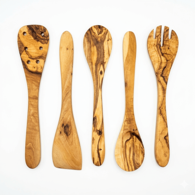 Olive Wood Kitchen Servers Set - 5 pcs image