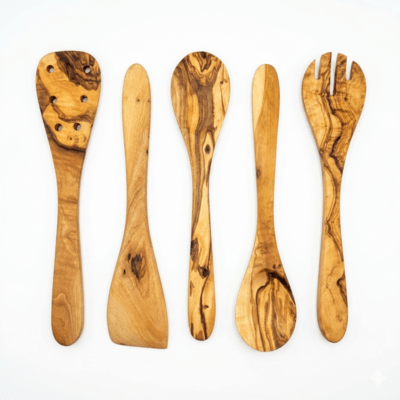 Olive Wood Kitchen Servers Set - 5 pcs