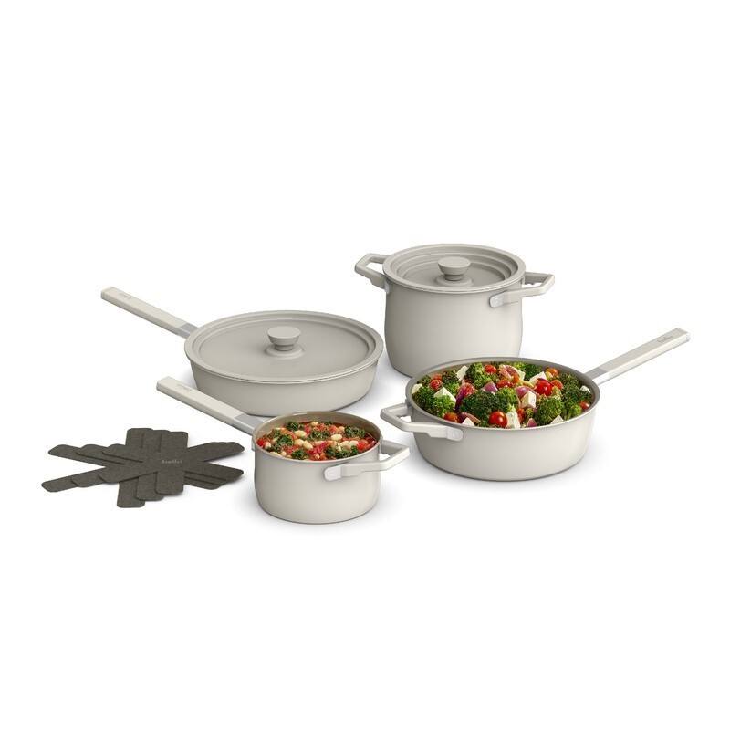 9 Piece Store More Cookware Set - (Oatmilk) image