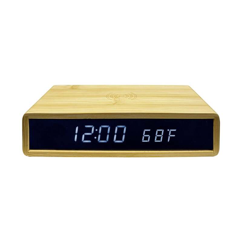 Wireless Charger Clock with LED Clock for iPhone and Samsung Galaxy, Wooden Digital Alarm Clock Charging Station image