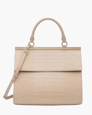 Cream Croc Large Luncher - Vegan Leather  image