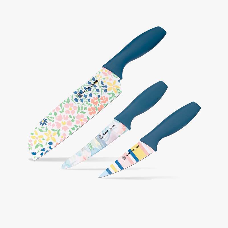 3-Piece Printed Kitchen Knife Set-Floral image