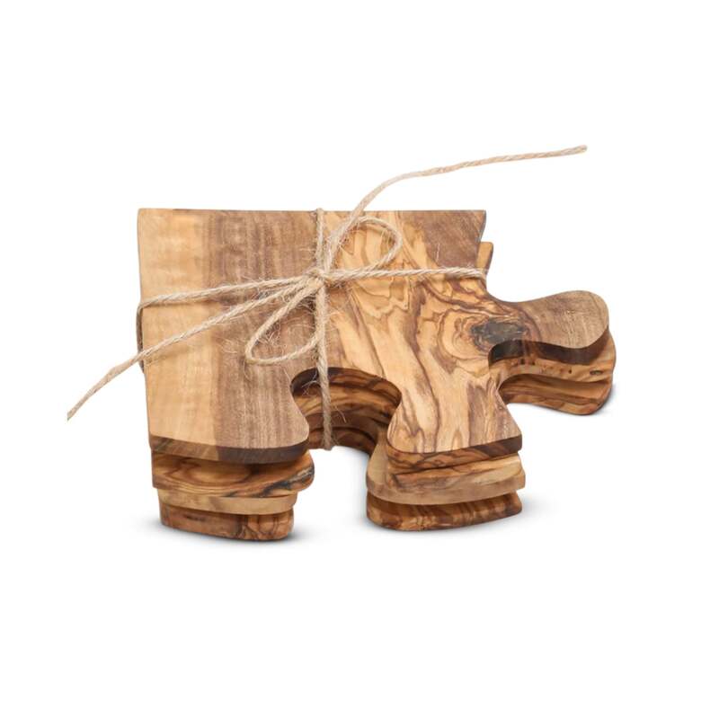 Olive Wood Coaster Puzzle 4-Pcs Set image
