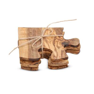 Olive Wood Coaster Puzzle 4-Pcs Set