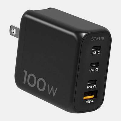 100W GaN Power Adapter | 4 Ports Wall Charger | Universal & Compact image