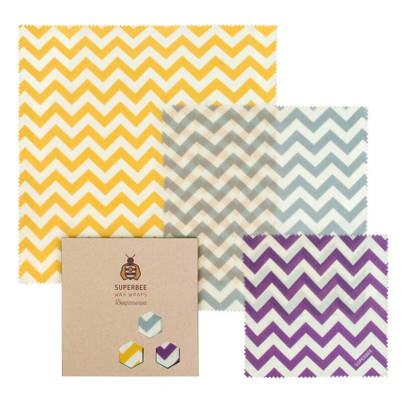 Beeswax Wraps “Beeginner” Set of 3 Sizes - Zig Zag image