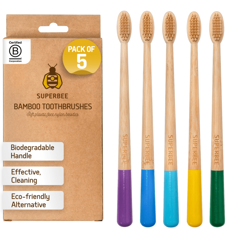 Biodegradable Bamboo Toothbrushes - 5-pack image