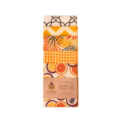 Beeswax Wraps Set of 5 sizes - Mixed Designs