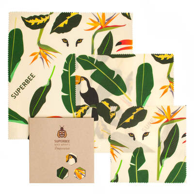 Beeswax Wraps “Beeginner” Set of 3 Sizes - Jungle image