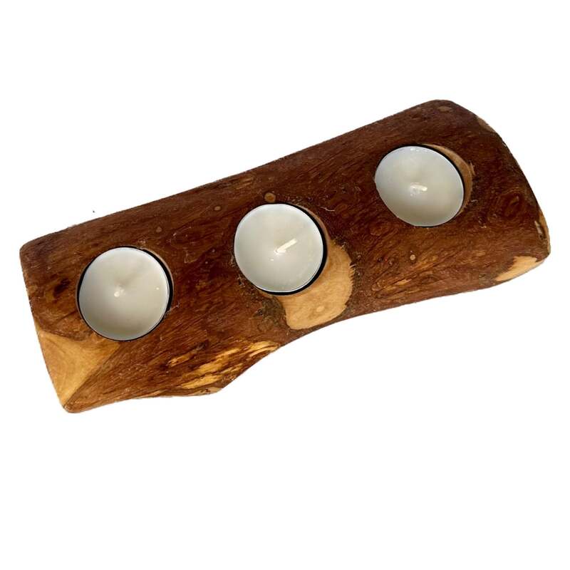 Olive Wood 3-Candle Holder image