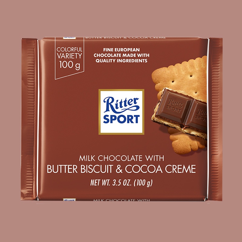 Ritter Sport Milk Chocolate with Butter Biscuit & Cocoa Creme 3.5 oz image