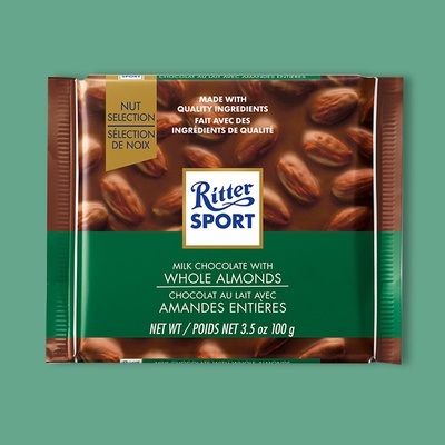 Ritter Sport Milk Chocolate with Whole Almonds 3.5 oz