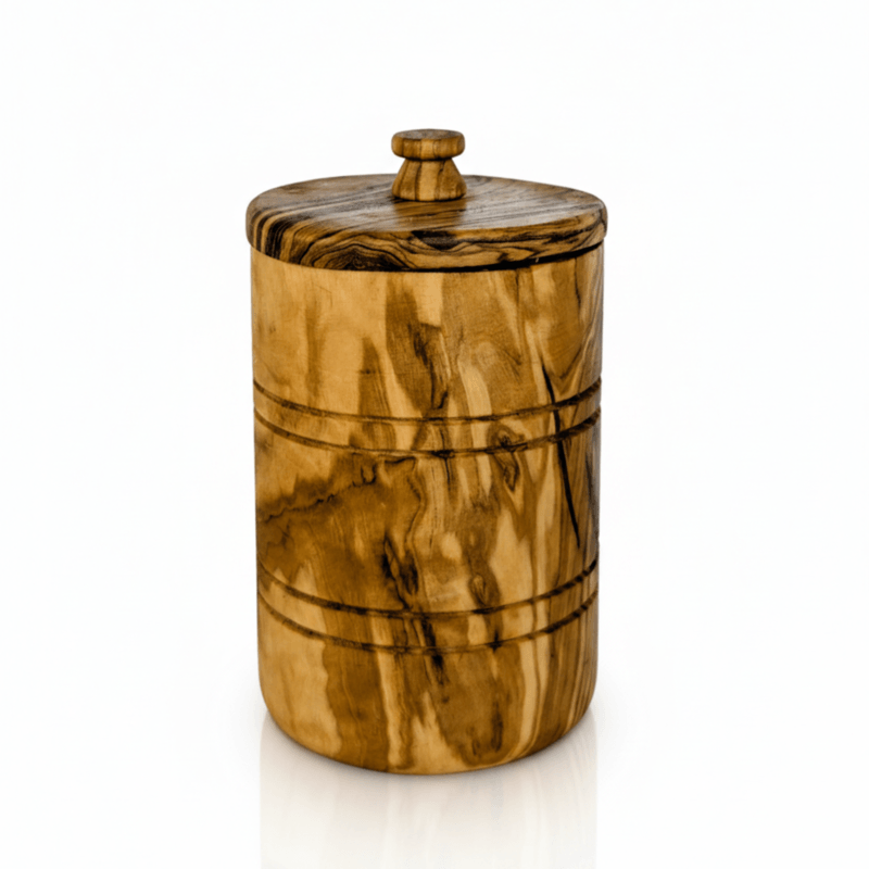 Mediterranean Olive Wood Salt Keeper with Lid image